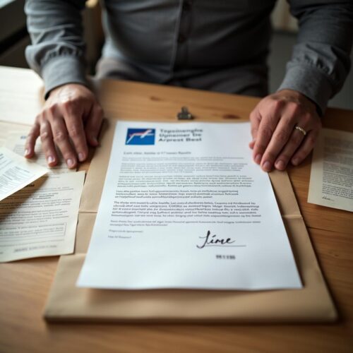 Besorgter Versicherungsnehmer liest Brief über Beitragsanpassung der Krankenversicherung.