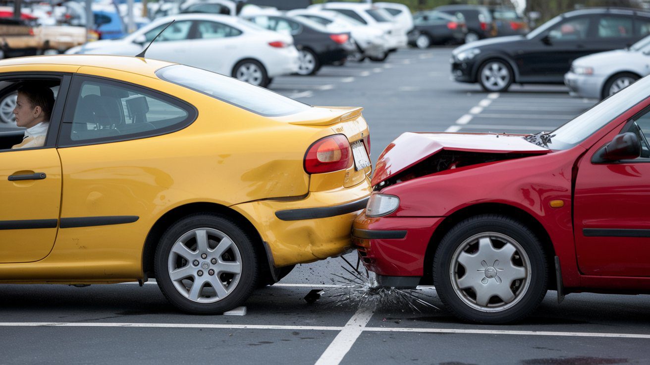 Auffahrunfall auf einem Parkplatz zwischen 2 PKW